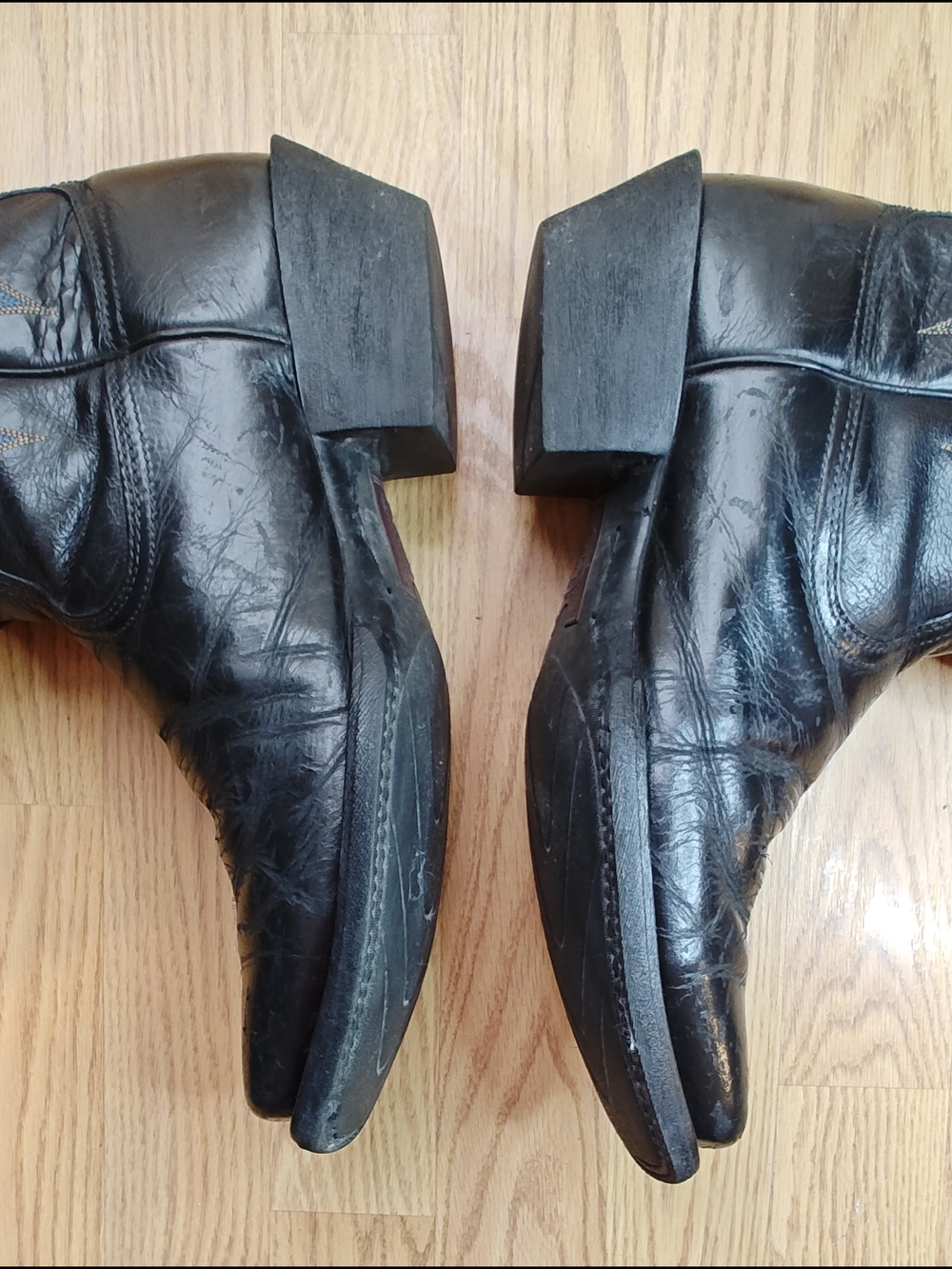Ariat Heritage Western Boots Black Leather Square Toe Blue Gold Stitch 10.5D - Picture 10 of 14